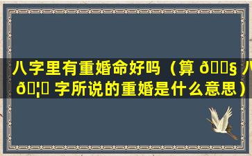 八字里有重婚命好吗（算 🐧 八 🦆 字所说的重婚是什么意思）